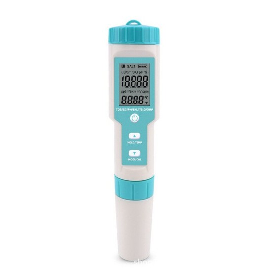 C-600 7 in 1 PH/TDS/EC/ORP/Salinity /S.G/Temperature Meter Water Quality Tester for Drinking Water Aquariums PH Meter