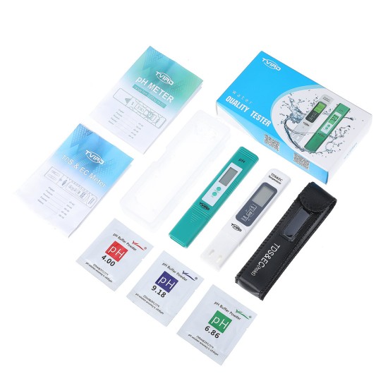 PH0-14 LCD Digital PH Meter + 3 in 1 TDS-EC Water Purity Hydroponic Water Tester Pen