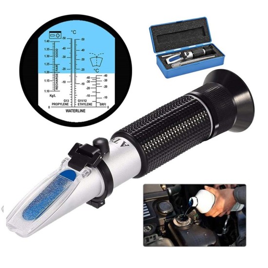 Professional Automatic Temperature Compensation Antifreeze Refractometer for Frost Protection/Water Wheels/ Wiping Water and Battery Acid Tester