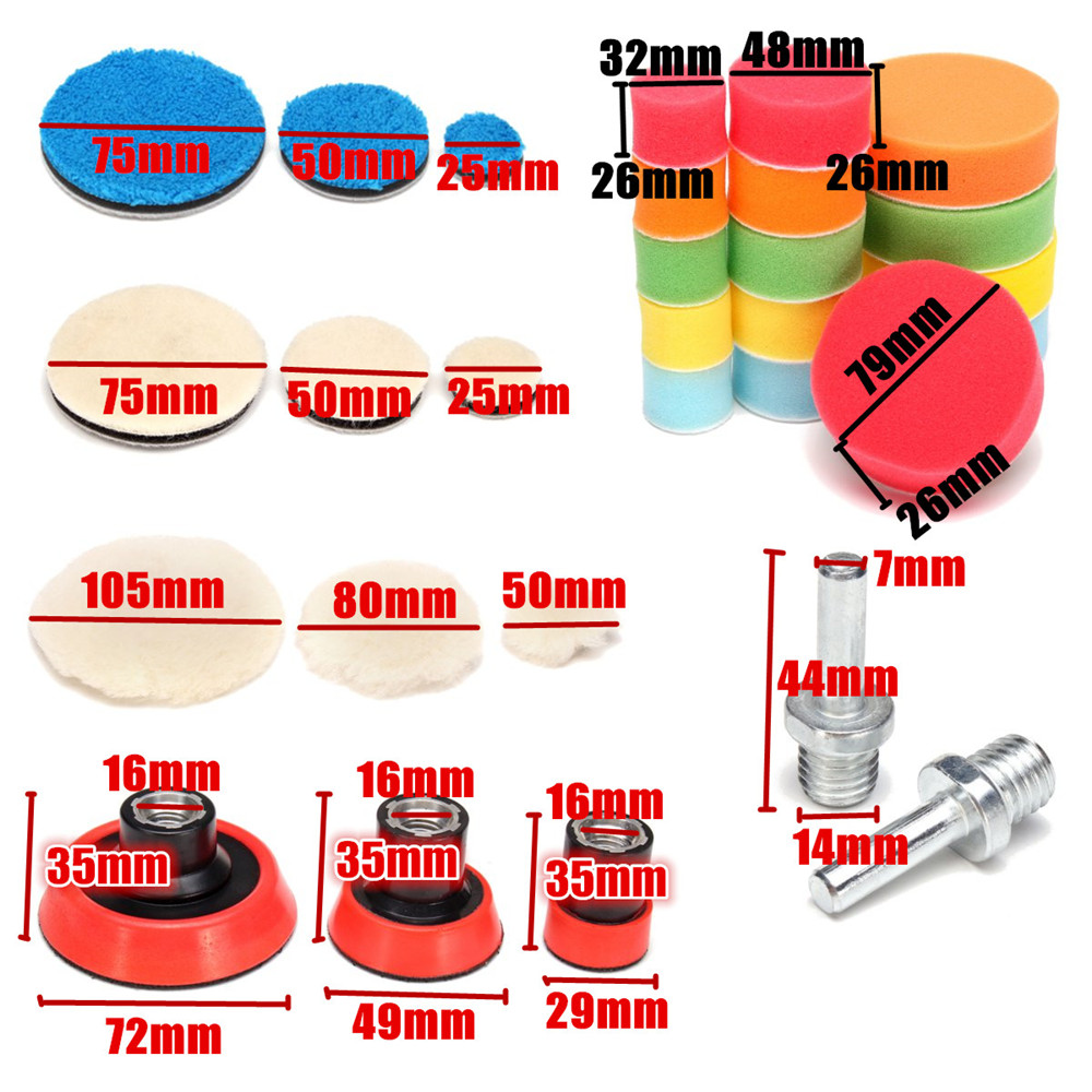 29pcs-Polishing-Pad-Kit-With-M14-Thread-Back-Pad-And-Adapter-For-Polishing-Waxing-1388573-1