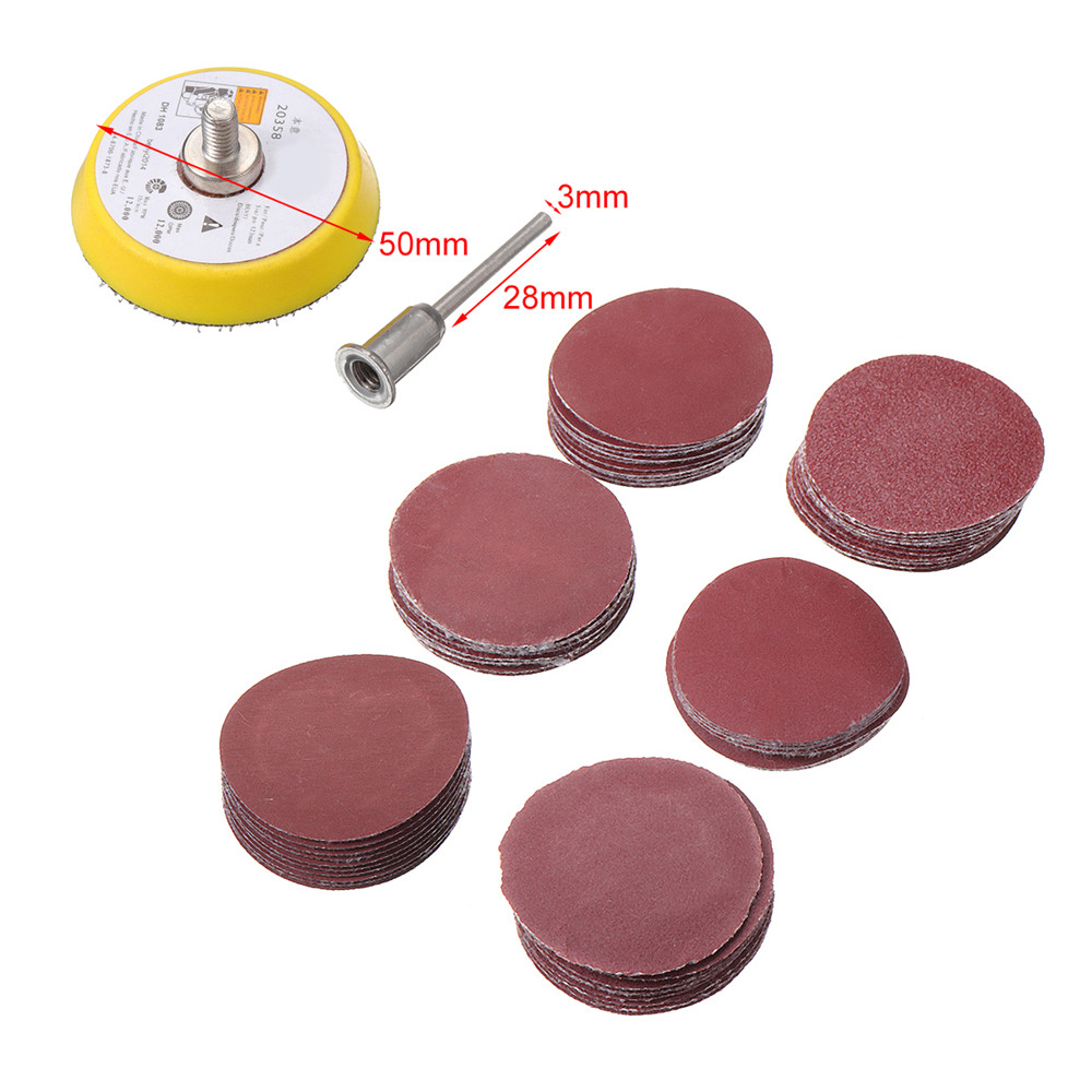 60pcs-50mm-Sanding-Disc-Sandpaper-with--Backing-Pad-for-Dremel-Rotary-Tool-1384310-1
