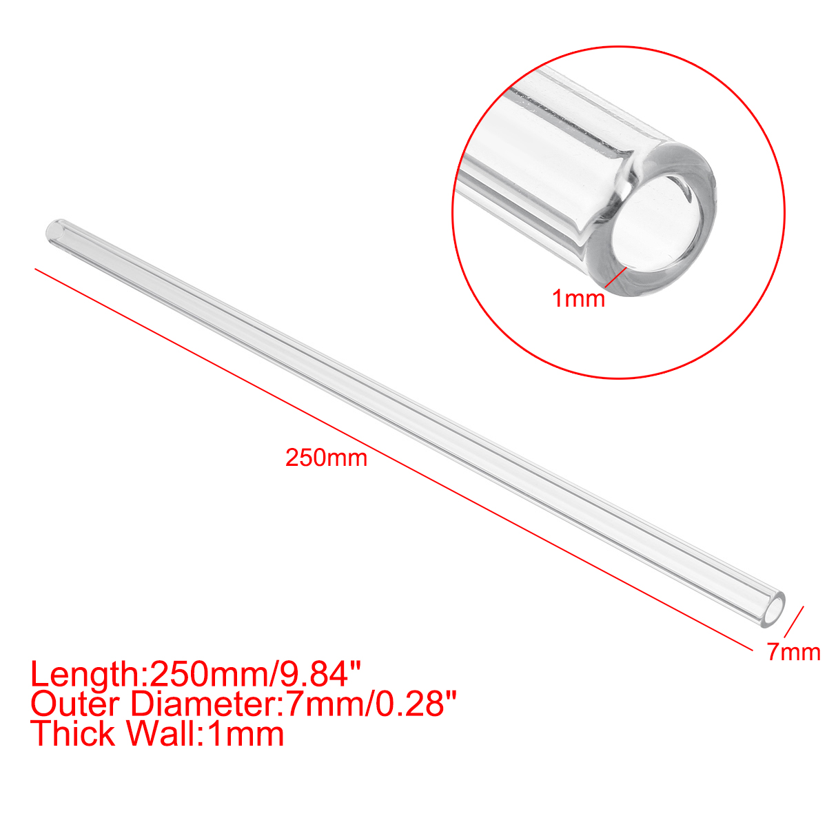 10Pcs-250mm-OD-7mm-1mm-Thick-Wall-Borosilicate-Glass-Blowing-Lab-Tube-1603813-4