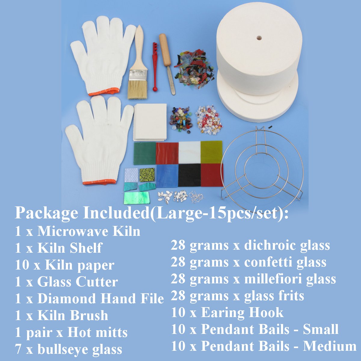 15Pcs-Large-Microwave-Kiln-Kit-Glass-Fusing-Kit-DIY-Jewelry-Art-1301680-1