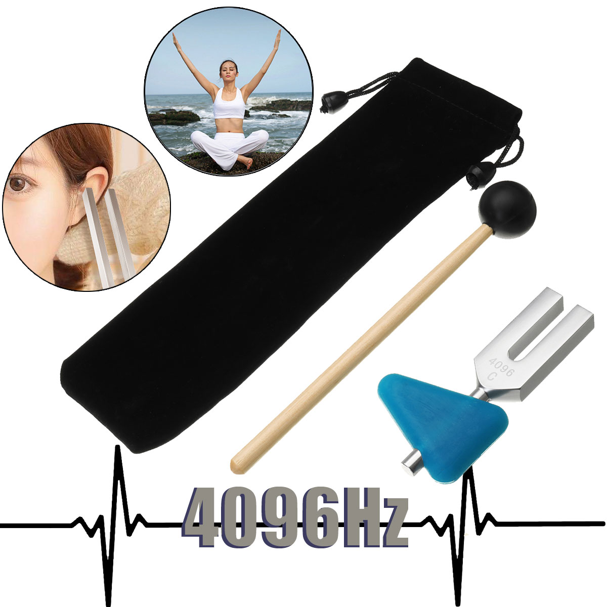 4096Hz-Aluminum-Medical-Tuning-Fork-Chakra-Triangle-Percussion-Turning-Hammer-with-Mallet-1349719-1