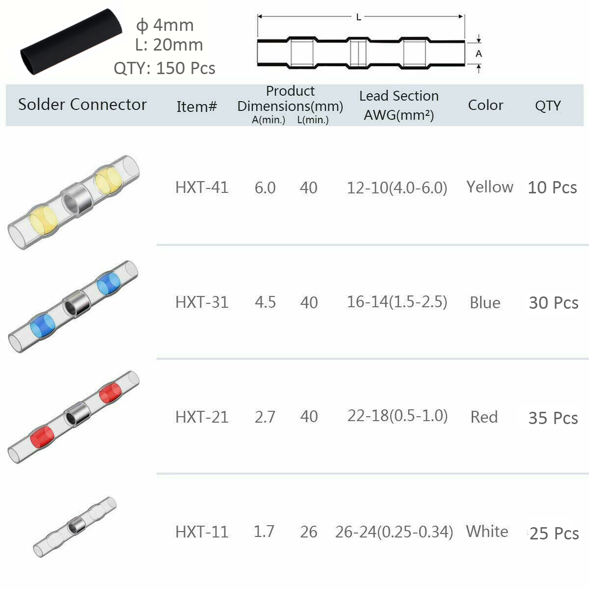 250-Pcs-Heat-Shrink-Butt-Terminals-Solder-Seal-Sleeve-Wire-Connector-Waterproof-Wire-Connector-Termi-1570264-9