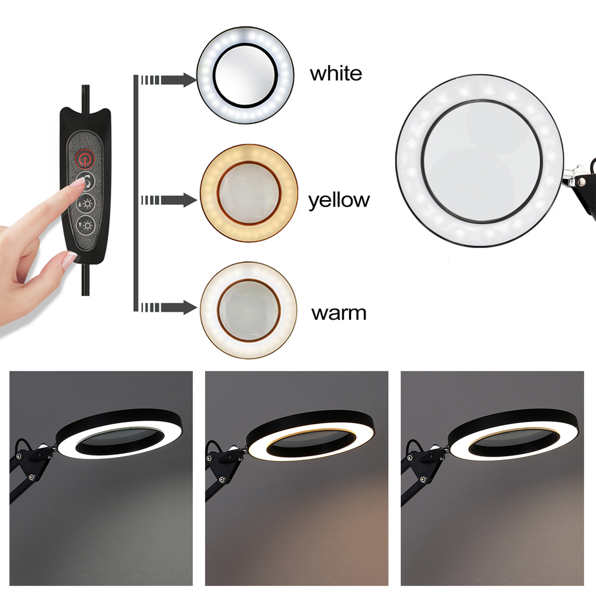 AU-Large-Lens-ed-Lamp-Desk-Magnifier-5x-Magnifying-Glass-w-Clamp-LED-1781903-5