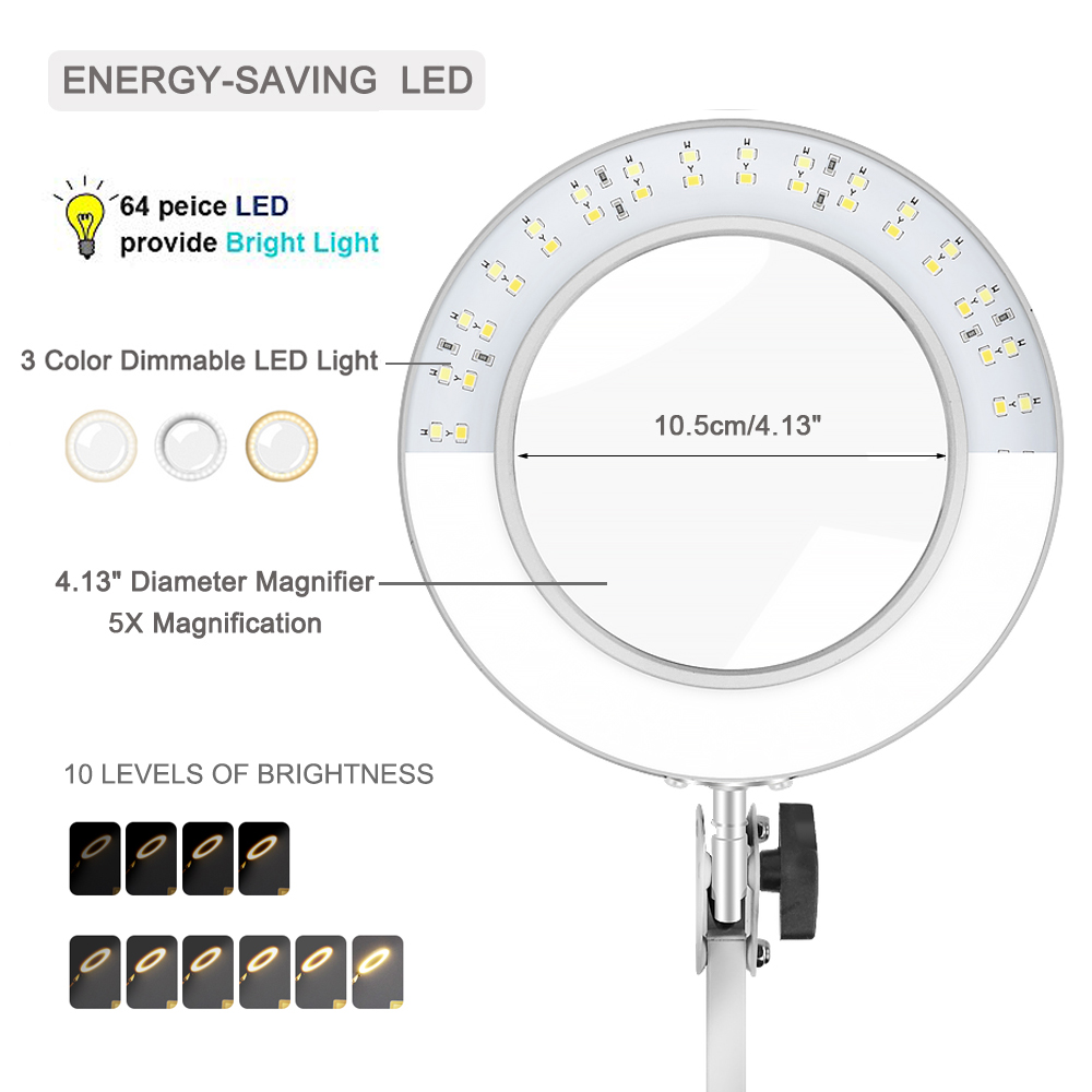 NEWACALOX-Flexible-Desk-Large-5X-USB-LED-Magnifying-Glass-3-Colors-Illuminated-Magnifier-Lamp-Loupe--1901585-4