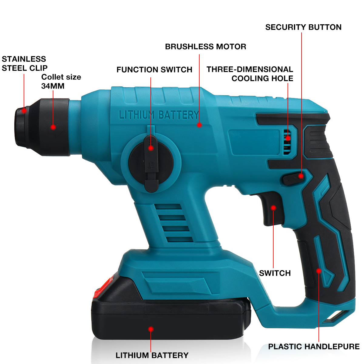 500W-10000RPM-Brushless-Cordless-Electric-Hammer-Handheld-Flat-Drill-with-Battery-1943453-2
