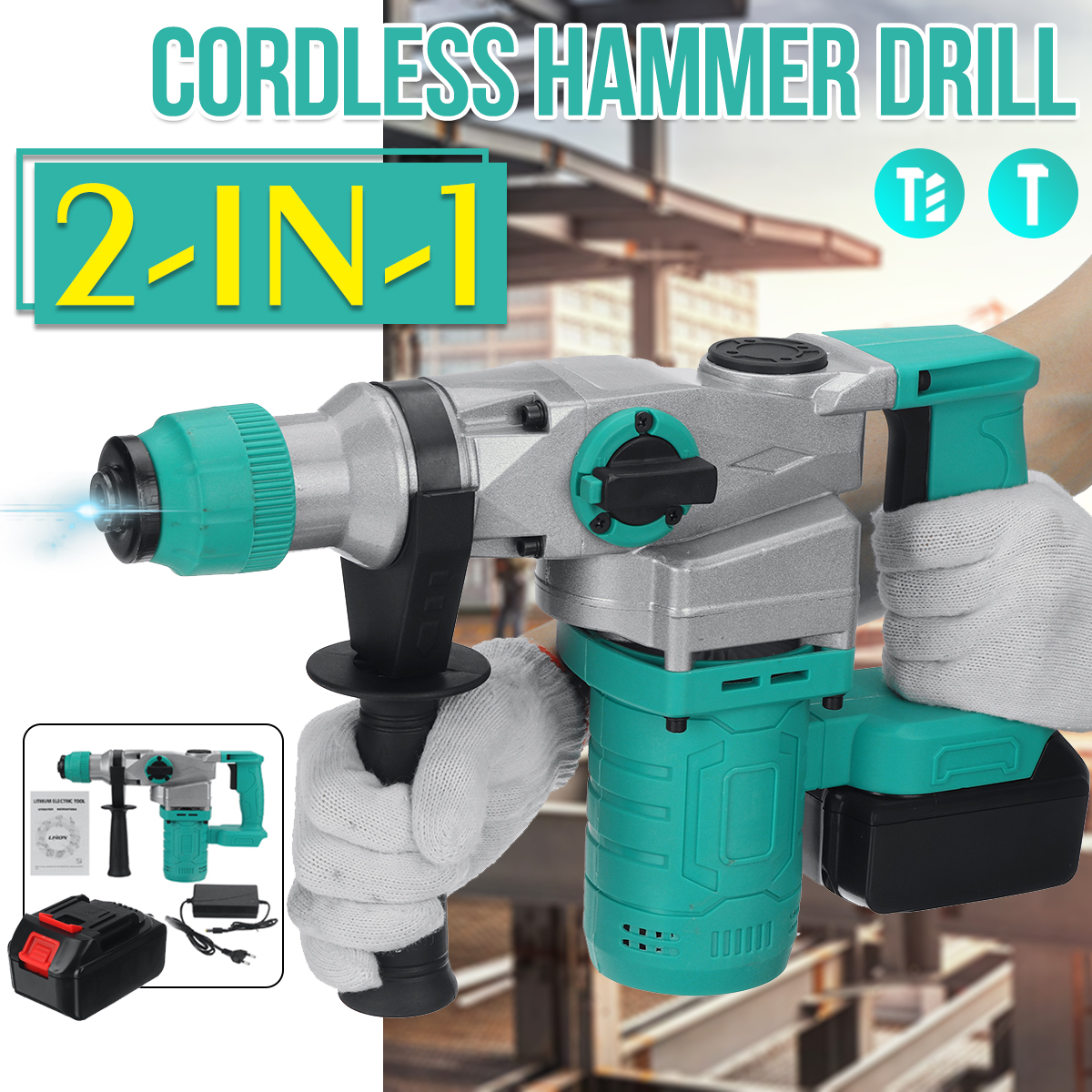 Brushless-Cordless-Electric-Hammer-Drill-Wood-Concrete-Wall-Drilling-Slotting-Tool-W-None-or-1pc-Bat-1878668-2