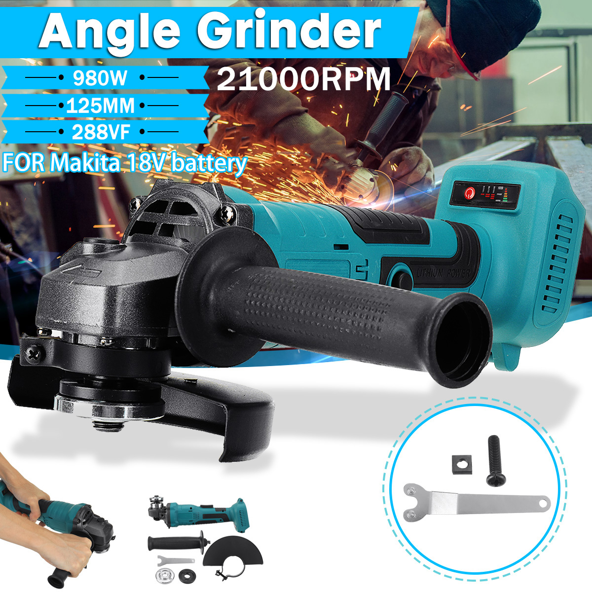 100125mm-Brushless-Cordless-Angle-Grinder-Polisher-Cutting-Tool-W-None12-Battery-For-Makiita-1867833-1