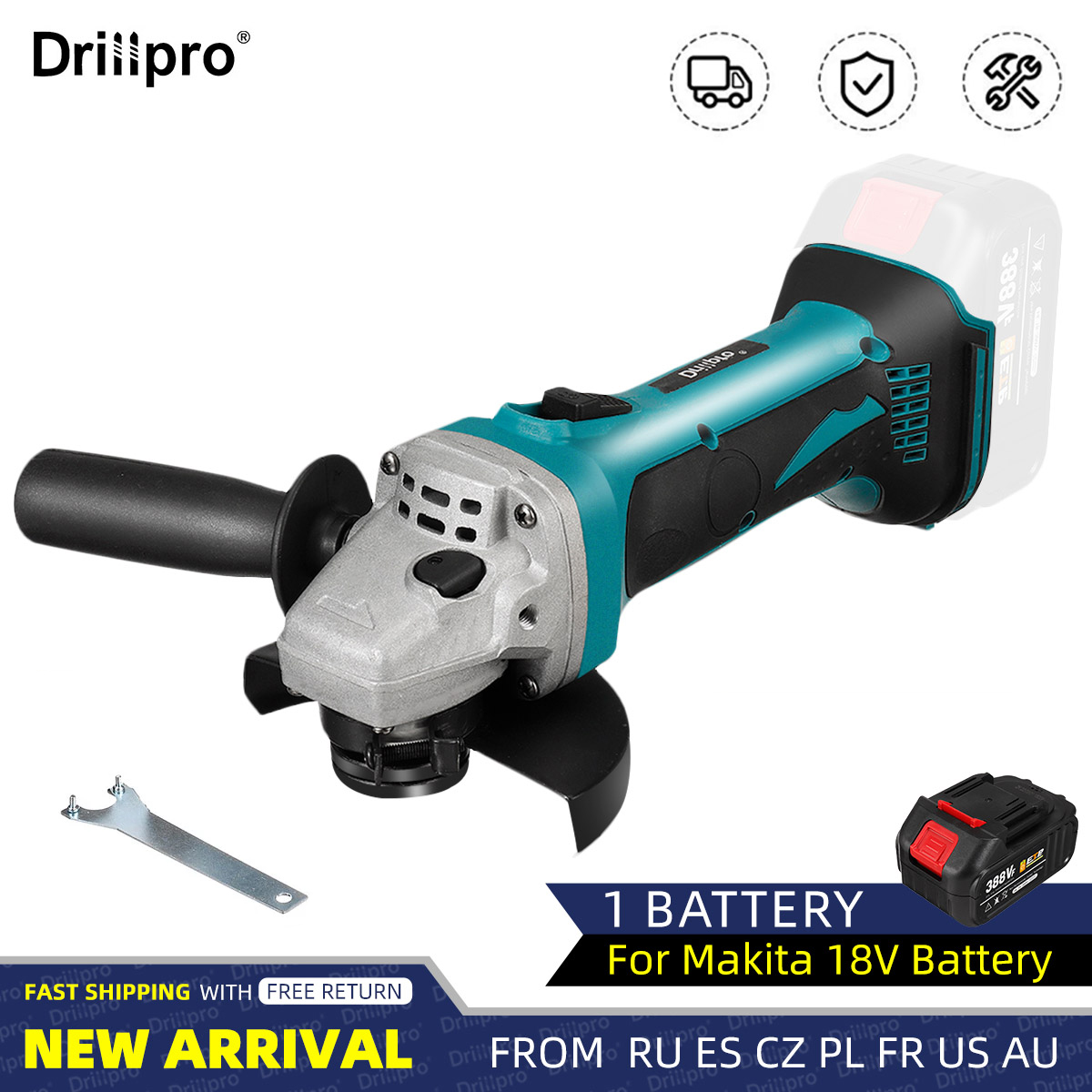Drillpro-388VF-125mm-BlueBalck-Brushless-Motor-8500rpm-800W-Compact-Lithium-Electric-Polisher-1962696-1