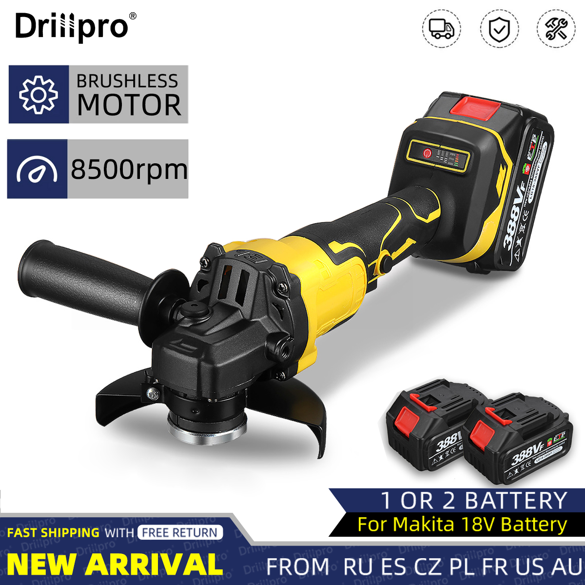 Drillpro-388VF-1280W-8500rpm-3-gears-125mm-Brushless-Lithium-Electric-Angle-Grinder-for-Makiita-18V--1962826-1