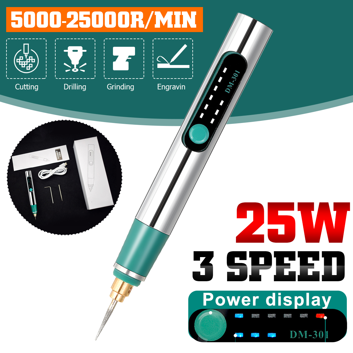 3-Speeds-Adjustable-Cordless-Grinder-Electric-Drill-USB-Engraving-Pen-Engraver-Grinder-Rotary-Tools-1937544-1