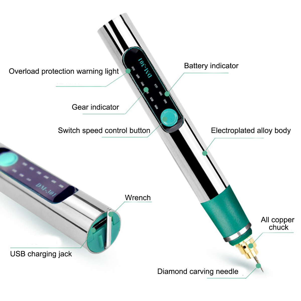 3-Speeds-Adjustable-Cordless-Grinder-Electric-Drill-USB-Engraving-Pen-Engraver-Grinder-Rotary-Tools-1937544-5