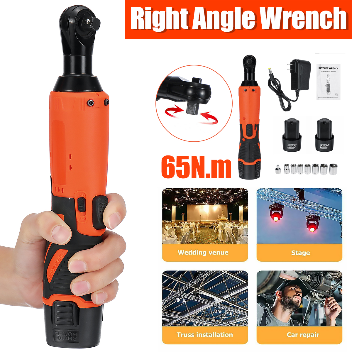 38-12V-65Nm-Cordless-Electric-Right-Ratchet-Angle-Wrench-Tool-W-2pcs-Battery-1803411-1