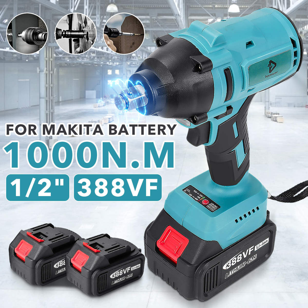388VF-1000NM-Electric-Brushless-Impact-Wrench--Rechargeable-Woodworking-Maintenance-Tools-Garden-Too-1905107-2