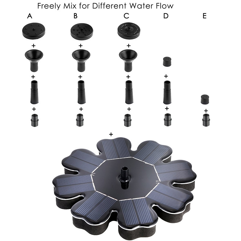 8V-16W-Mini-Fountain-Solar-Powered-Water-Pump-Floating-Outdoor-Bird-Pond-Garden-Decor--4-Nozzles-1709497-5