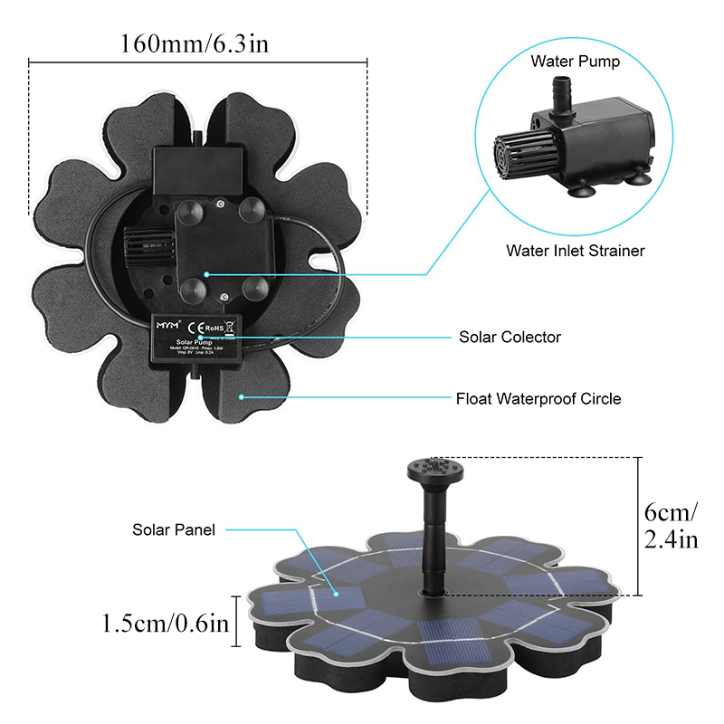 8V-16W-Mini-Fountain-Solar-Powered-Water-Pump-Floating-Outdoor-Bird-Pond-Garden-Decor--4-Nozzles-1709497-7