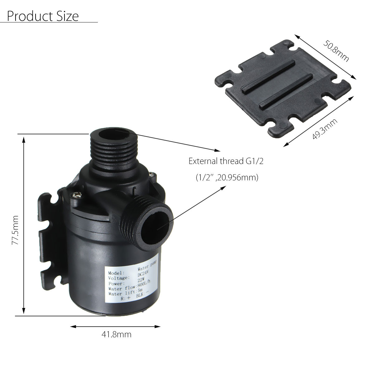 DC-24V-800LH-19W-5m-Lift-Mini-Quiet-Brushless-Motor-Submersible-Water-Pump-With-4mm-Threaded-Port-1100573-1