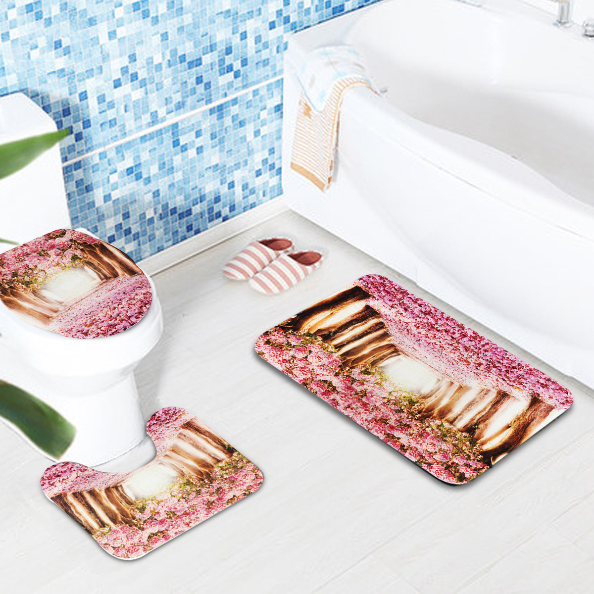 3PcsSet-Sakura-Pattern-Home-Bathroom-Non-Slip-Pedestal-Rug-Lid-Toilet-Cover-Bath-Mat-Carpet-Pad-1457109-9