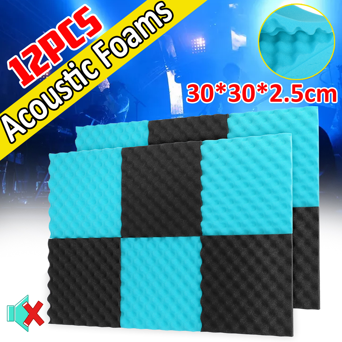 12Pcs-Acoustic-Soundproofing-Studio-Foam-Tiles-Sound-Proof-Foam-Tile-Acoustic-Studio-Wedge-Board-Set-1716768-1