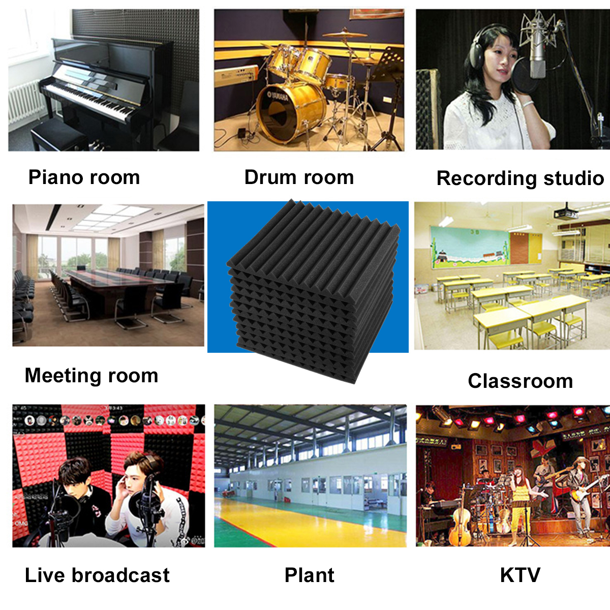 24Pcs-Acoustic-Panels-Tiles-Studio-Soundproofing-Insulation-Closed-Cell-Foam-1761610-2