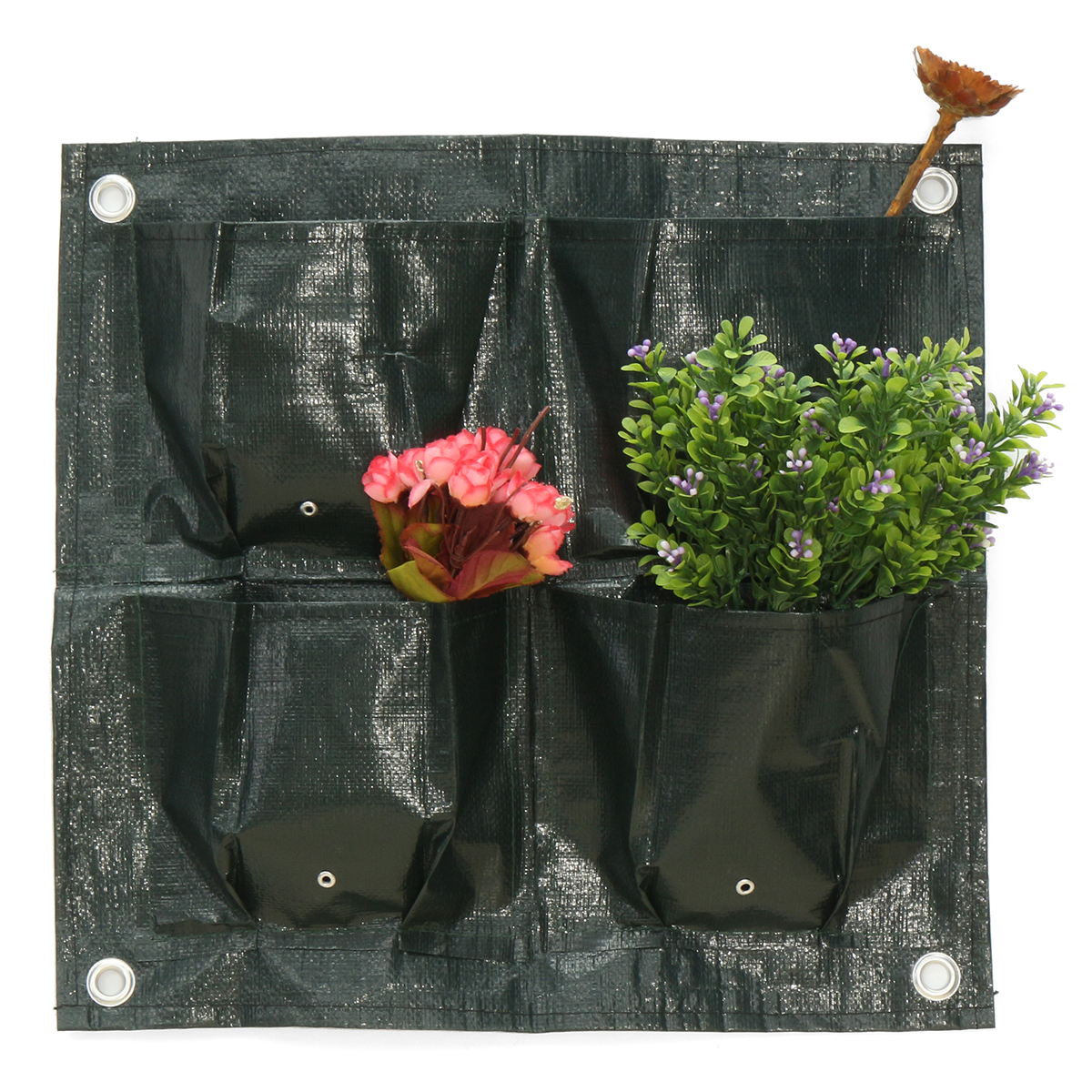 4-Pockets-Home-Garden-Balcony-Plant-Bags-Hanging-Flower-Pot-PE-Planting-Grow-Bag-1254017-1