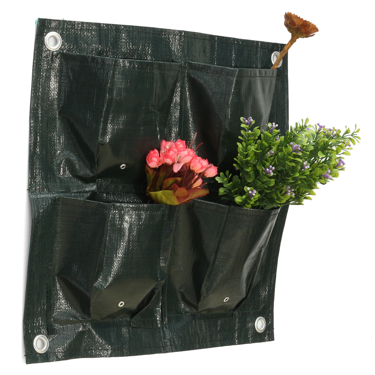 4-Pockets-Home-Garden-Balcony-Plant-Bags-Hanging-Flower-Pot-PE-Planting-Grow-Bag-1254017-2