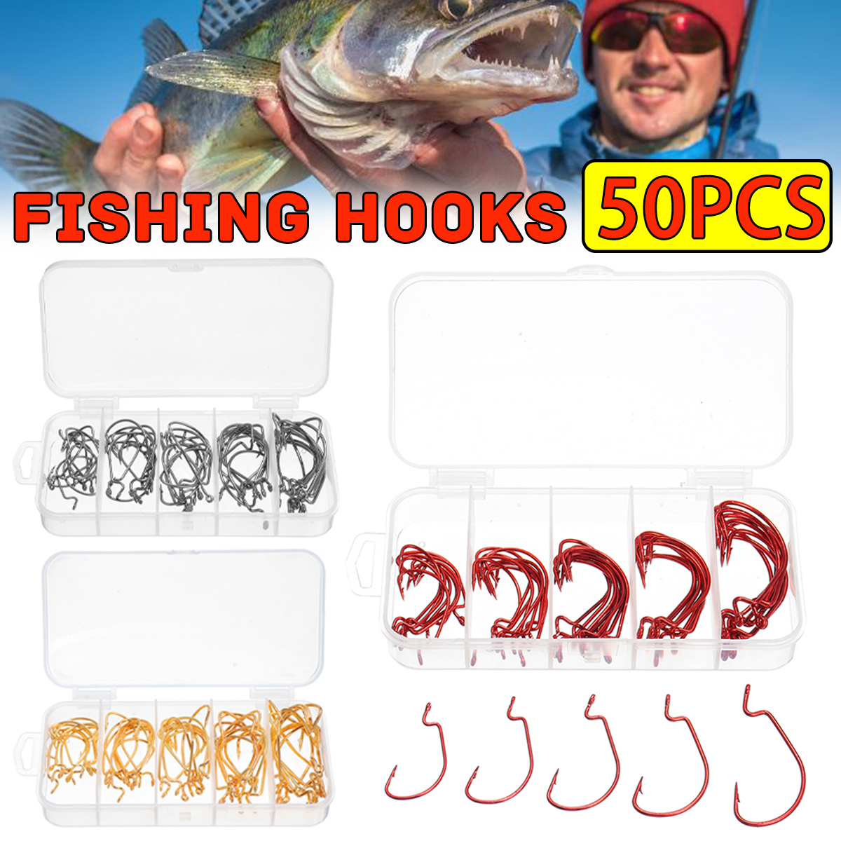50PCS-Three-color-Fishing-Hooks-Light-Portable-Fishing-Hooks-with-Storage-Box-1342872-1