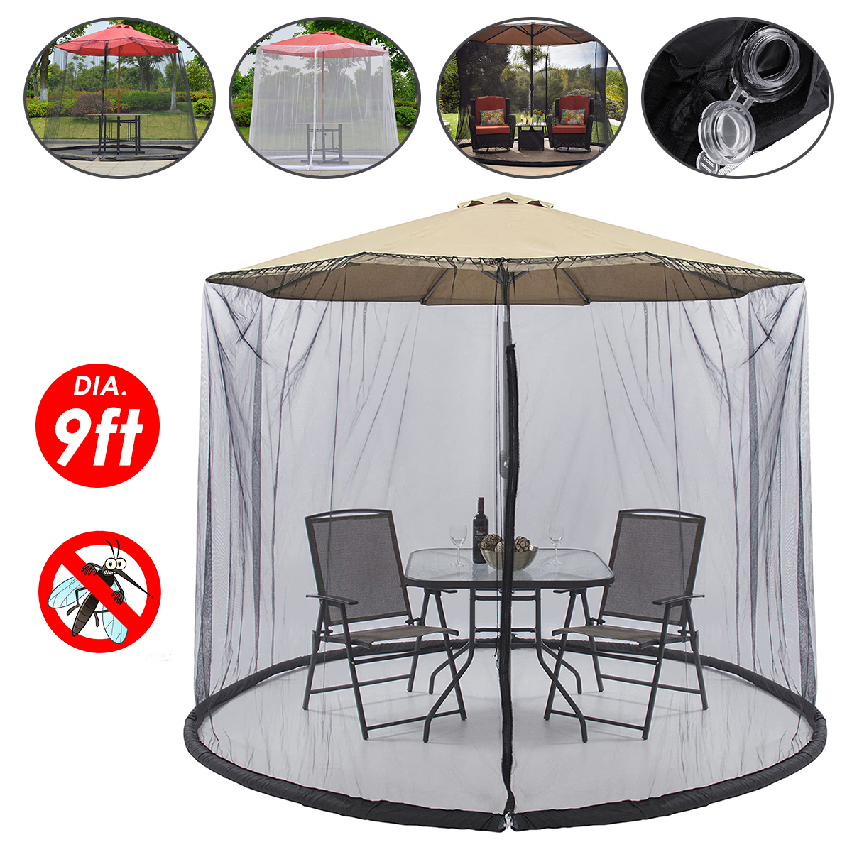 9ft-Garden-Outdoor-Patio-Umbrella-Table-Screen-Cover-Net-Mosquito-Insect-Net-1751979-1