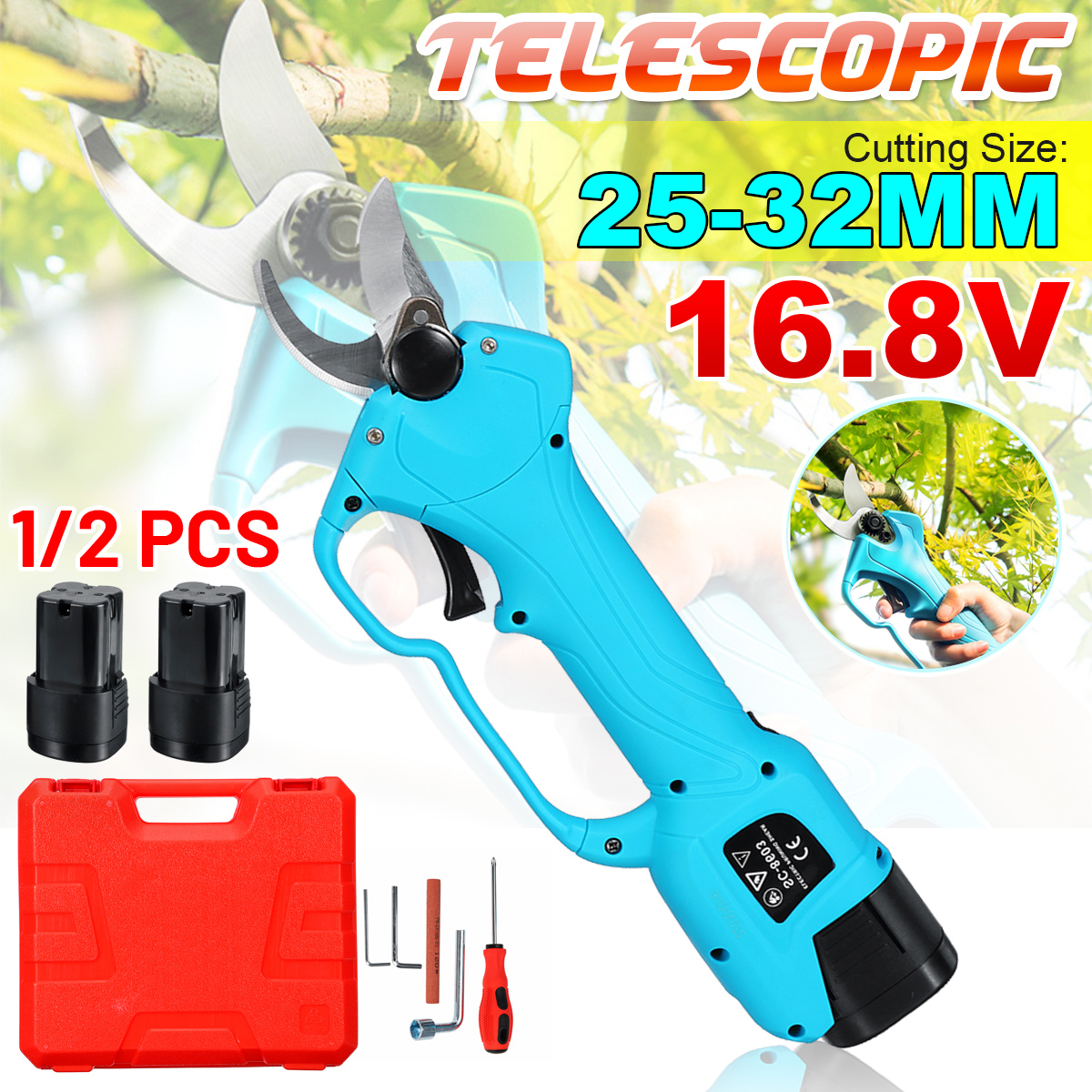 168V-2000mAh-25-32mm-Cordless-Secateur-Electric-Pruning-Shear-Telescopic-Pole-Branch-Cutter-Scissor-1938007-1