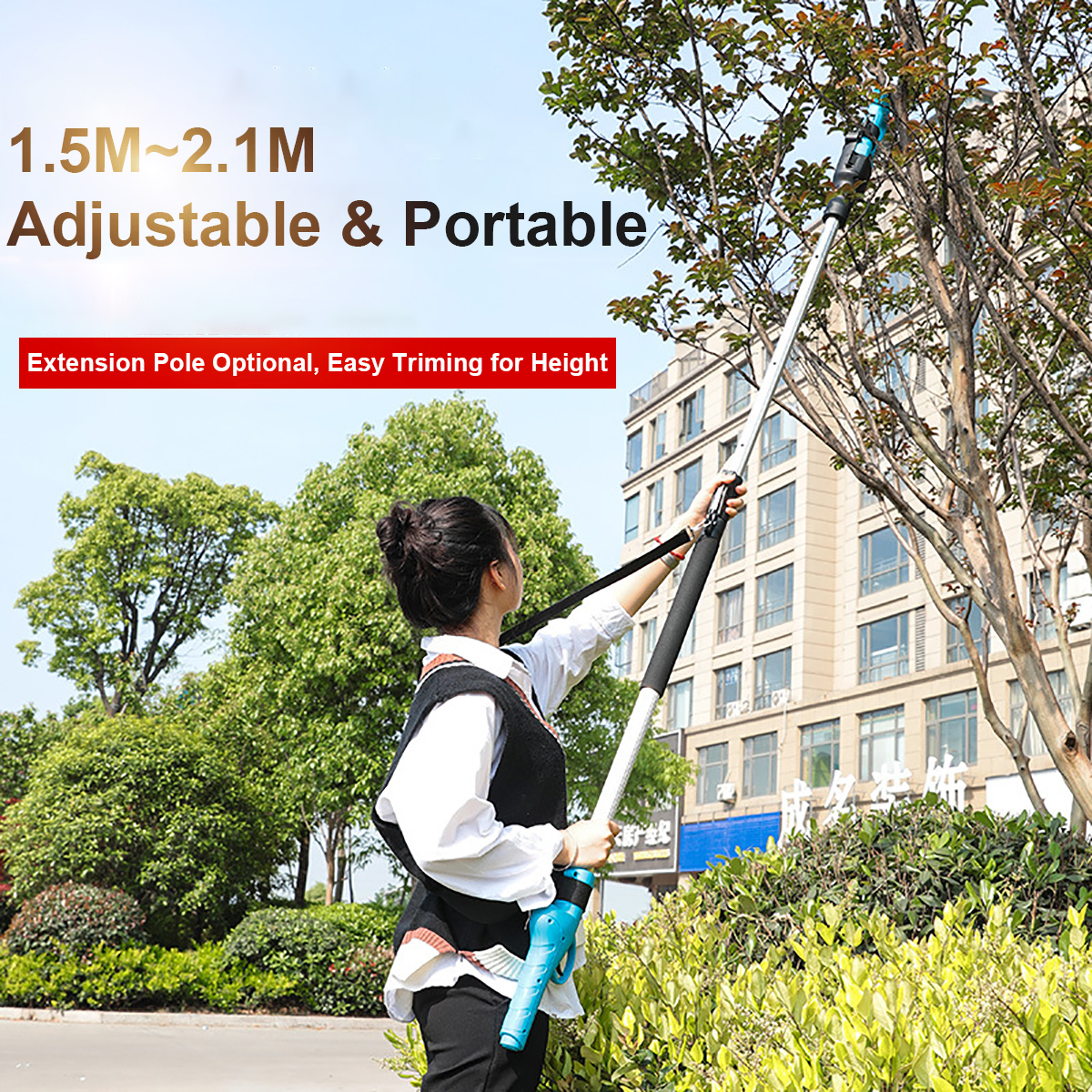 168V-2000mAh-25-32mm-Cordless-Secateur-Electric-Pruning-Shear-Telescopic-Pole-Branch-Cutter-Scissor-1938007-11