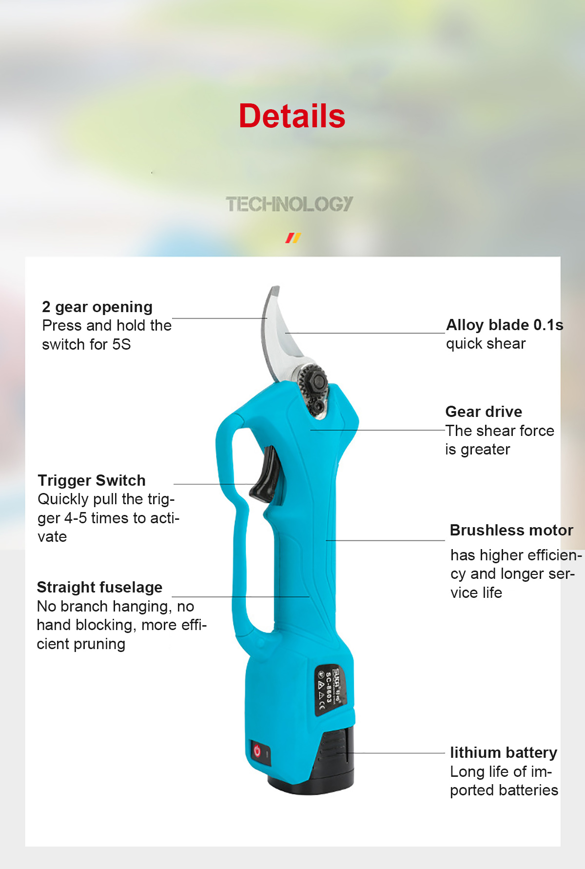 168V-2000mAh-25-32mm-Cordless-Secateur-Electric-Pruning-Shear-Telescopic-Pole-Branch-Cutter-Scissor-1938007-4