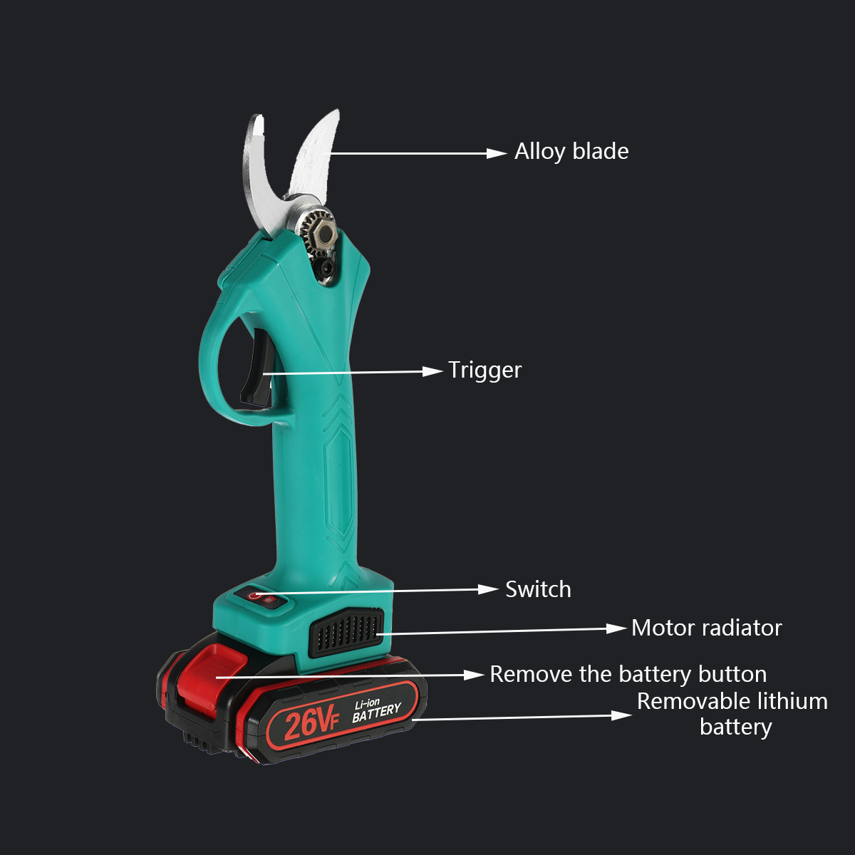 21V-2530mm-Cordless-Electric-Pruning-Secateur-Shears-Portable-Electric-Scissors-W-1pc-Battery-1816359-11