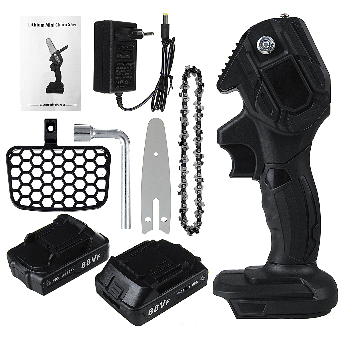 21V-Electric-Cordless-Chain-Saw-One-Hand-Saw-Woodworking-Tool-W-2pcs-Battery-1821600-5