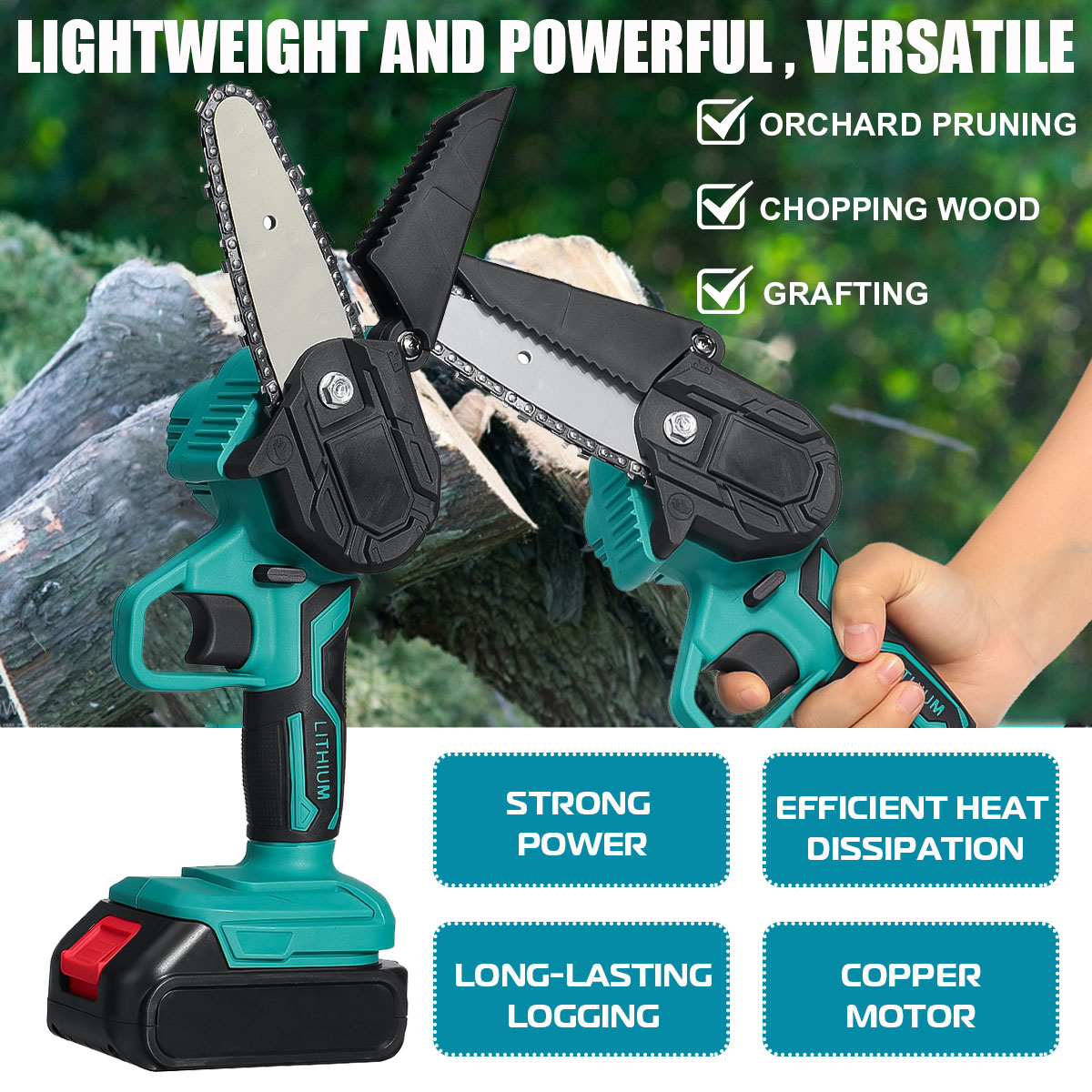 4-Inch-26V-Cordless-Electric-Chain-Saw-600W-One-Hand-Saw-Woodworking-Tool-W-None12-Battery-Wood-Cutt-1867835-4