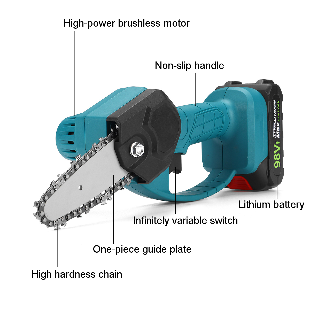 550W-21V-4inch-One-Hand-Woodworking-Electric-Chain-Saw-Wood-Cutter-Cordless-1807129-9
