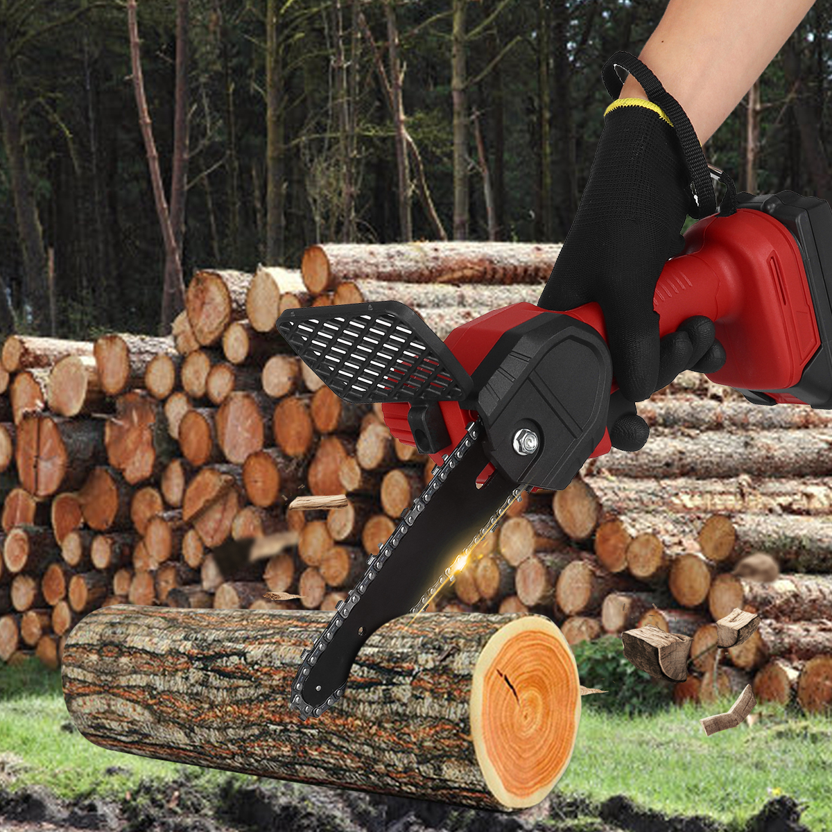 6-Inch-Electric-Chain-Saw-Portable-Woodworking-Tool-Wood-Cutter-Chainsaw-W-12pcs-Battery-1845863-12