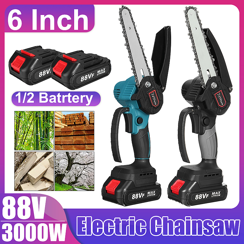 6Inch-88VF-Portable-Electric-Pruning-Chain-Saw-Rechargeable-Small-Woodworking-Chainsaw-W-12pcs-Batte-1840547-1