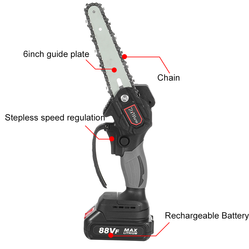 6Inch-88VF-Portable-Electric-Pruning-Chain-Saw-Rechargeable-Small-Woodworking-Chainsaw-W-12pcs-Batte-1840547-7