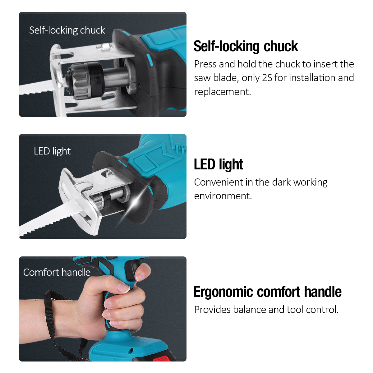 88V-12000mAh-Cordless-Reciprocating-Saw-Adjustable-Speed-Electric-Cutting-Chainsaw-For-Wood-1781939-2