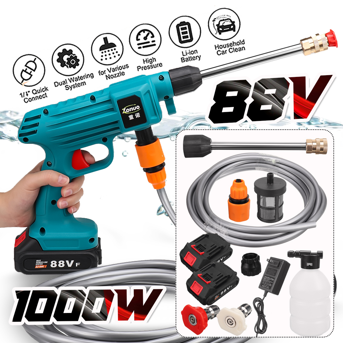 88VF-Cordless-High-Pressure-Washer-Car-Washing-Spray-Guns-Water-Cleaner-W-12-Battery-For-MAKITA-1870563-2