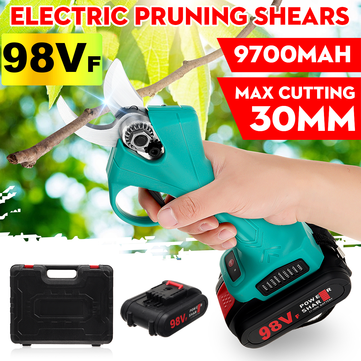 98VF-Cordless-Electric-Branch-Scissors-30mm-Pruning-Shears-Pruner-Ratchet-Cutter-1740322-1