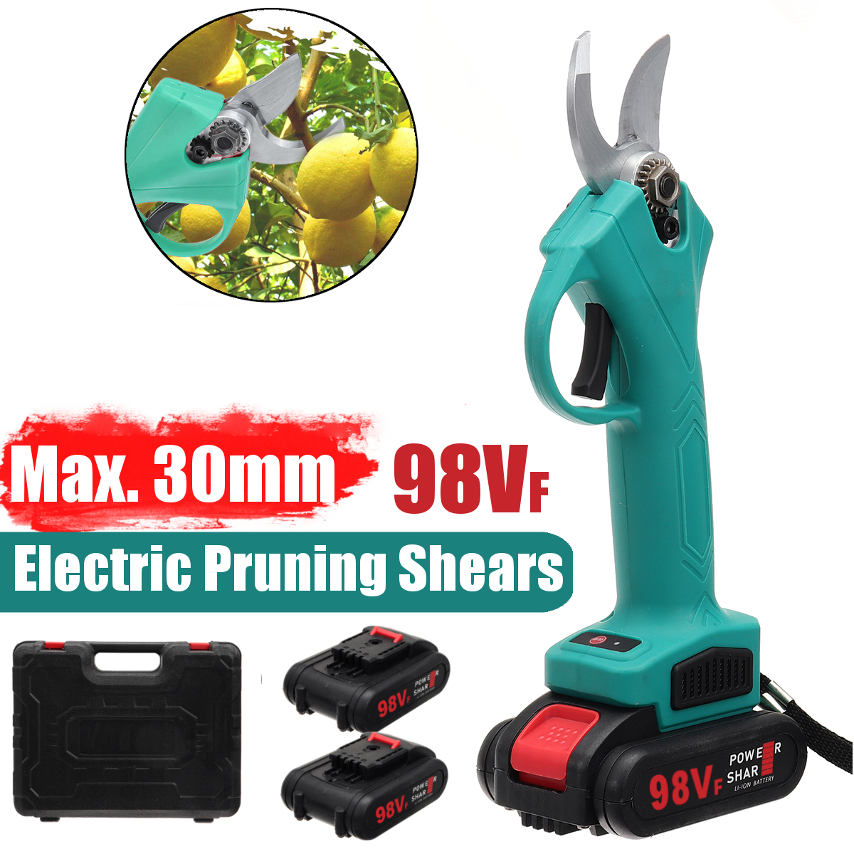 BRAVOBRO-21V-30mm-Cordless-Electric-Branch-Scissors-Pruning-Shears-Pruner-Ratchet-Cutter-with-2-Batt-1734555-1