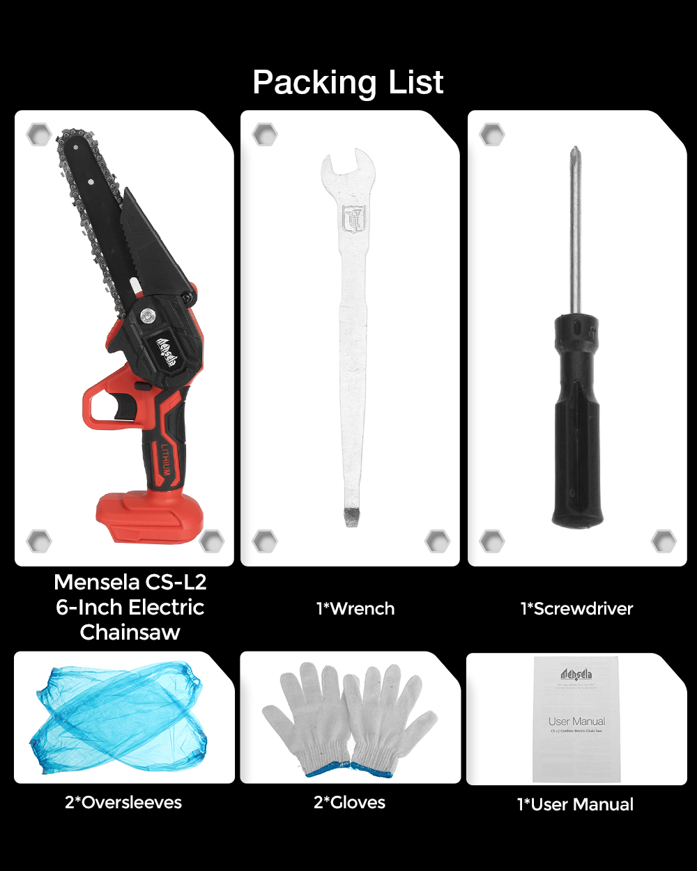 Mensela-CS-L2-6-Inch-18V-Electric-Chain-Saw-Body-Cordless-One-Hand-Chainsaw-Woodworking-Saws-Cutting-1881744-8