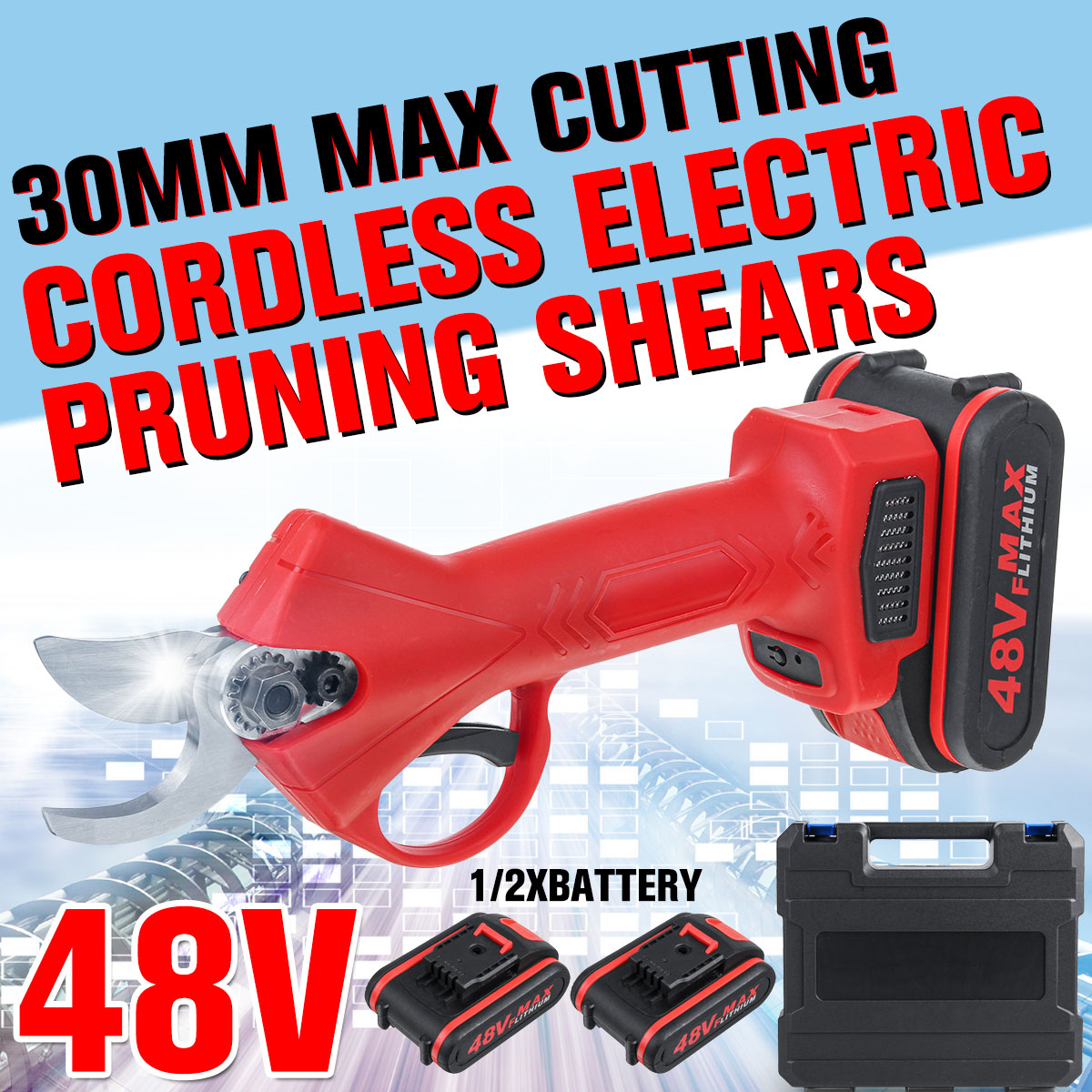 VIOLEWORKS-48VF-30mm-Cordless-Electric-Pruning-Shears-Garden-Pruner-Scissors-Branch-Cutter-W-1-or-2--1715368-3
