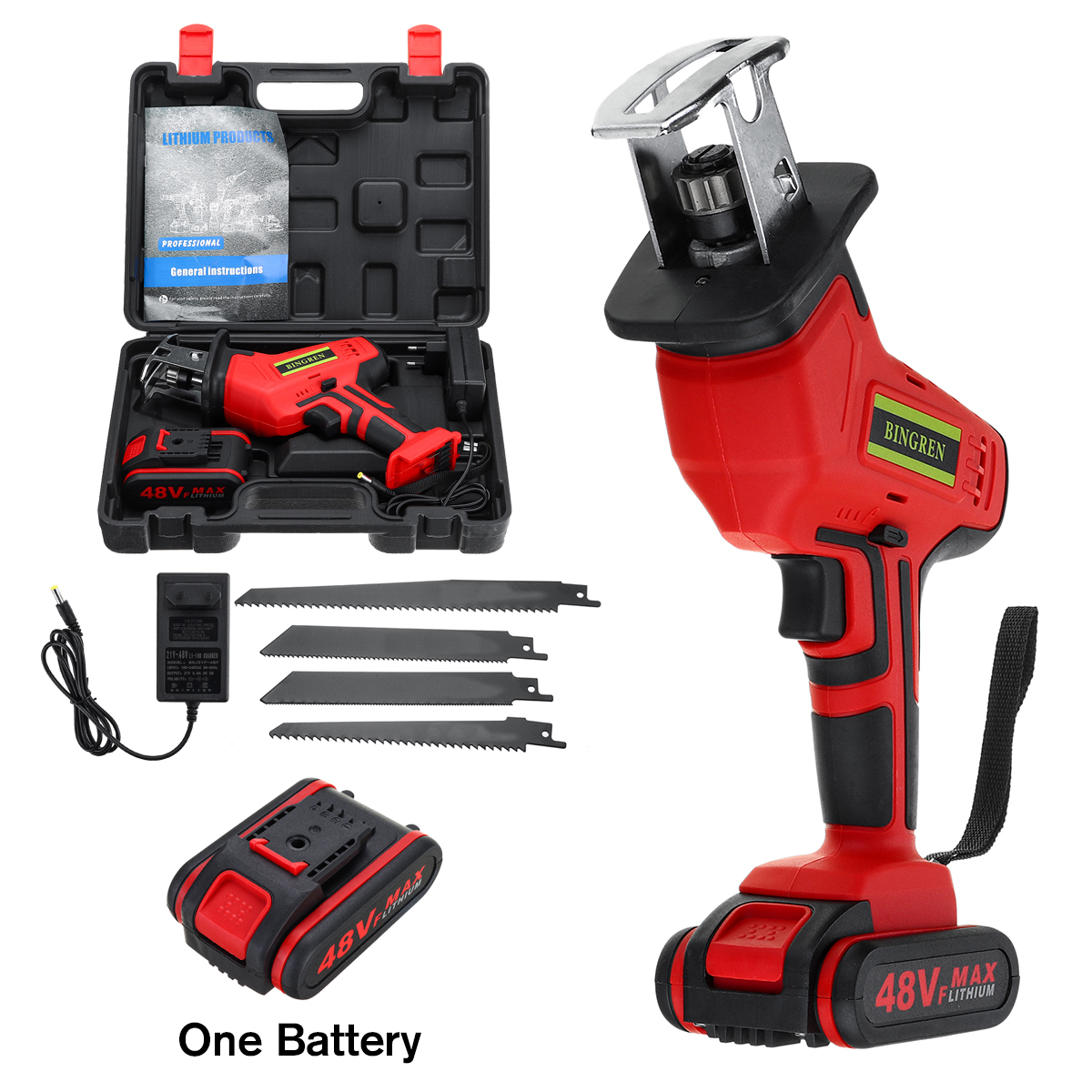 VIOLEWORKS-48VF-Electric-Cordless-Reciprocating-Saw-Chainsaw--4-Saw-Blades-Metal-Cutting-Woodworking-1804529-3