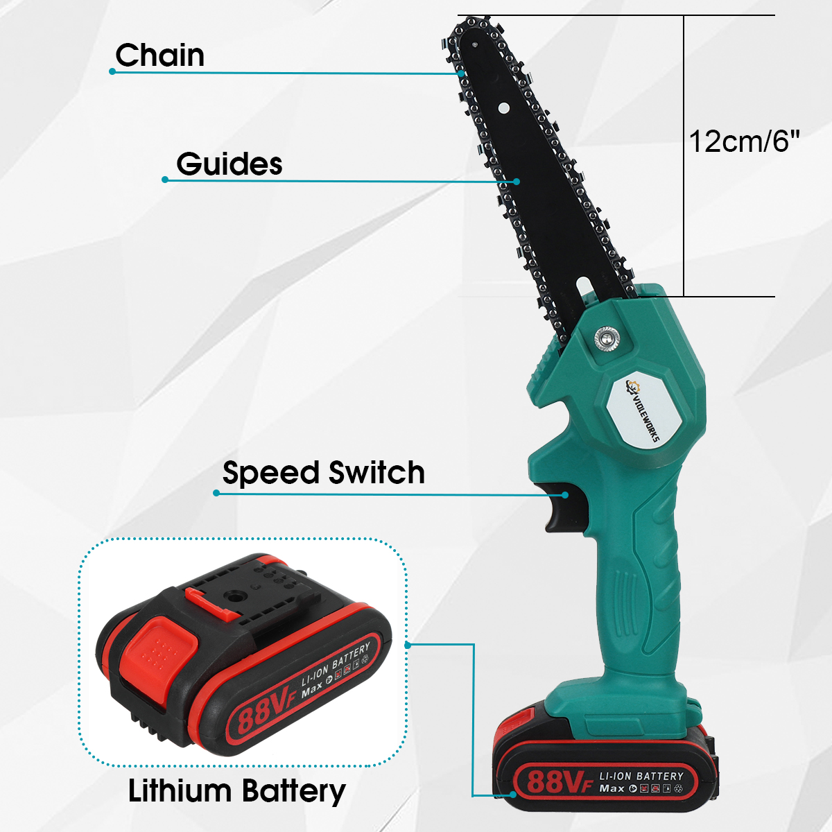 VIOLEWORKS-88VF-1200W-6-Inch-Electric-Cordless-One-Hand-Saw-Chain-Saw-Woodworking-Tool-Kit-1805447-3