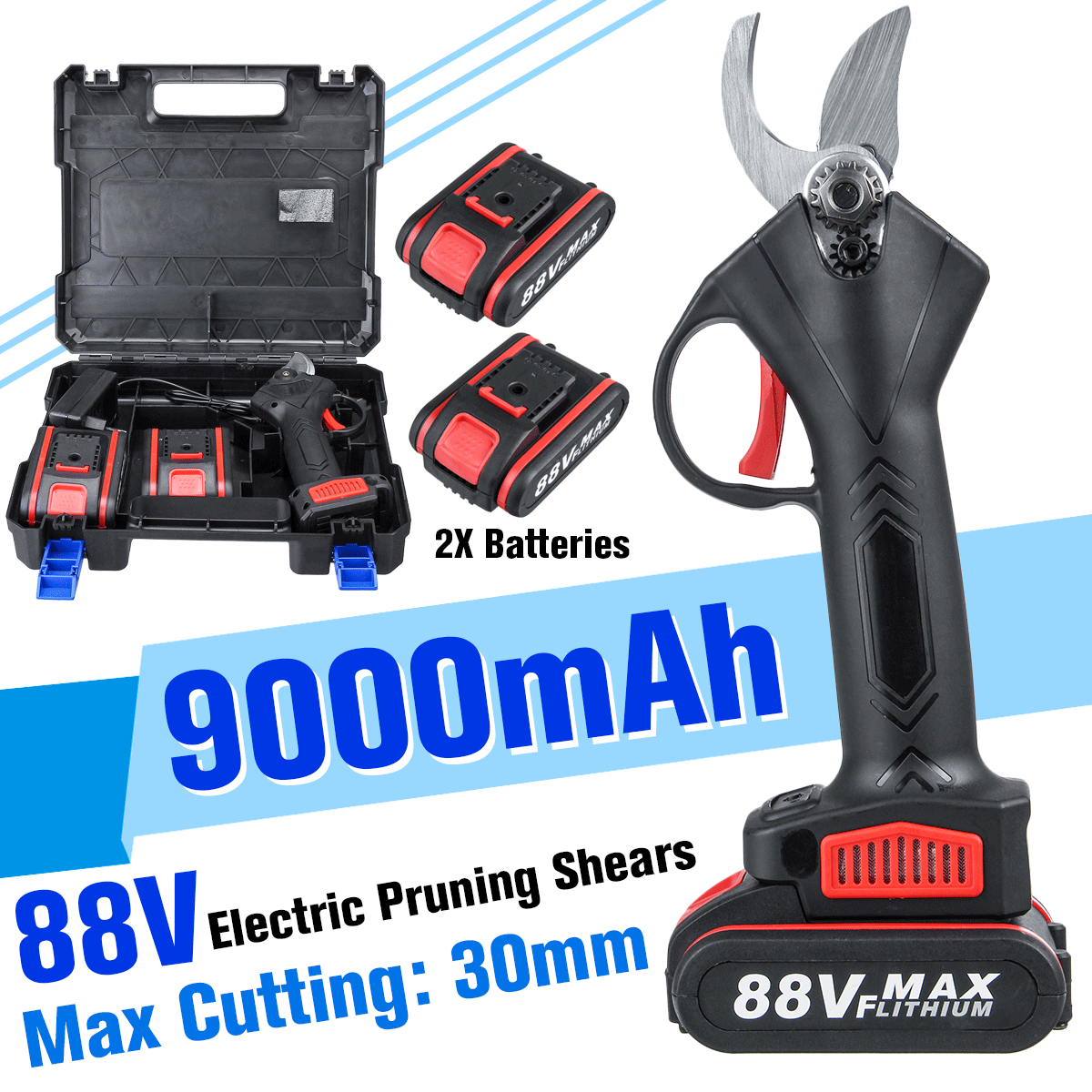 VIOLEWORKS-88VF-Cordless-Electric-Pruning-Shears-Secateur-30mm-Garden-Branch-Cutter-W-2X-Battery--Pl-1723153-1