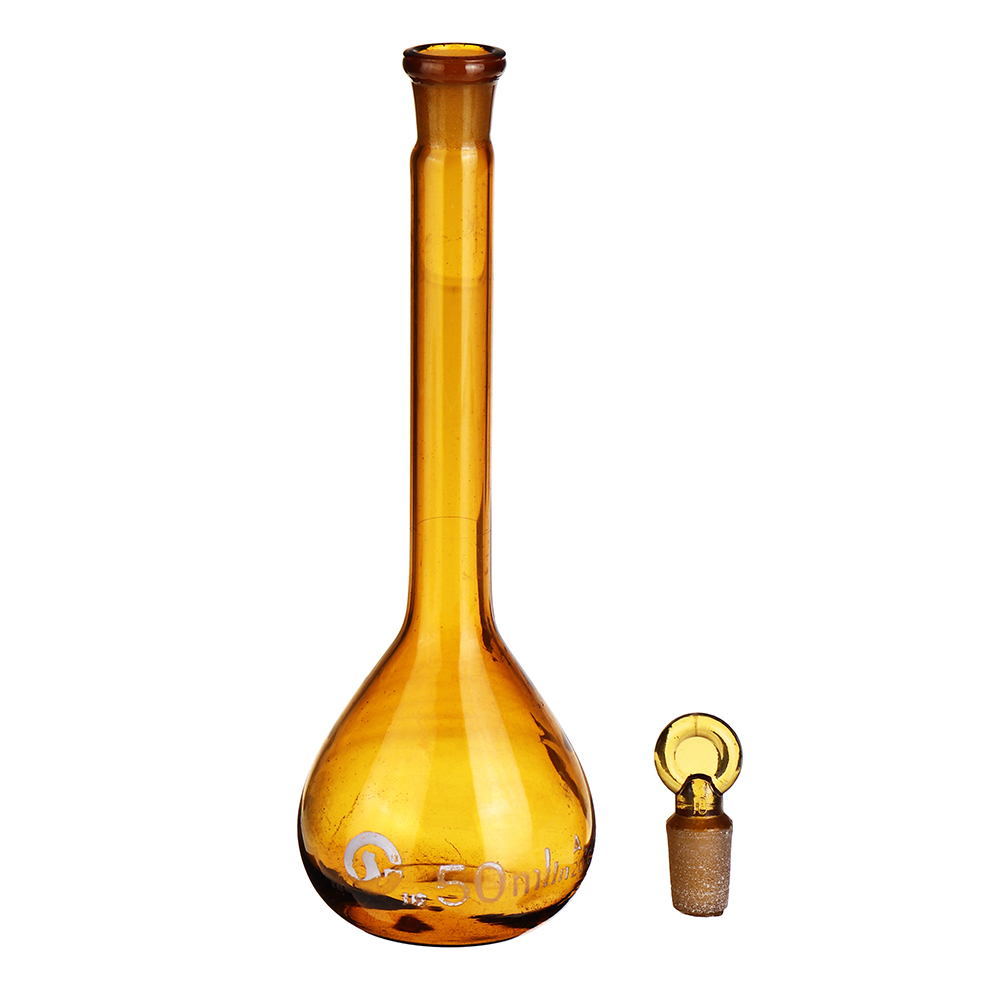 102550100250ml-Brown-Glass-Flat-Bottom-Volumetric-Flask-With-Cork-Lab-Glassware-Kit-1434496-5